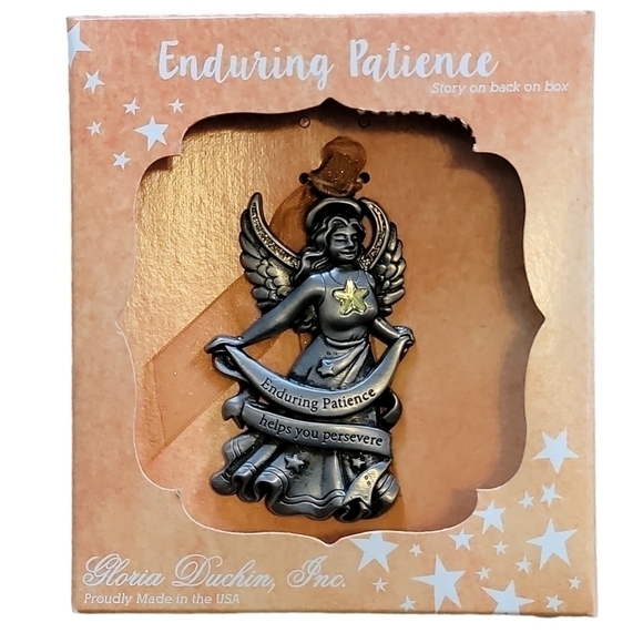 Gloria Duchin Pewter Ornaments Angels Of Gratitude. Enduring Patience. New! - Picture 3 of 7